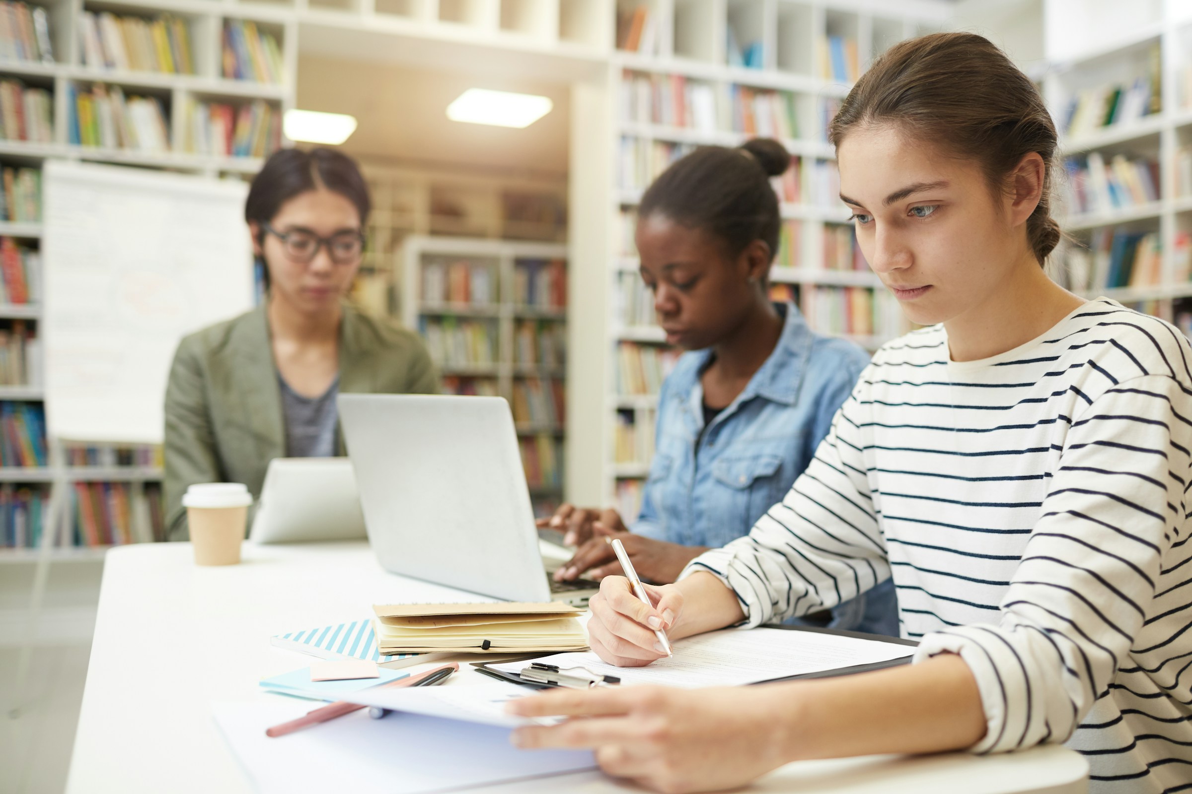 Confident student studying
